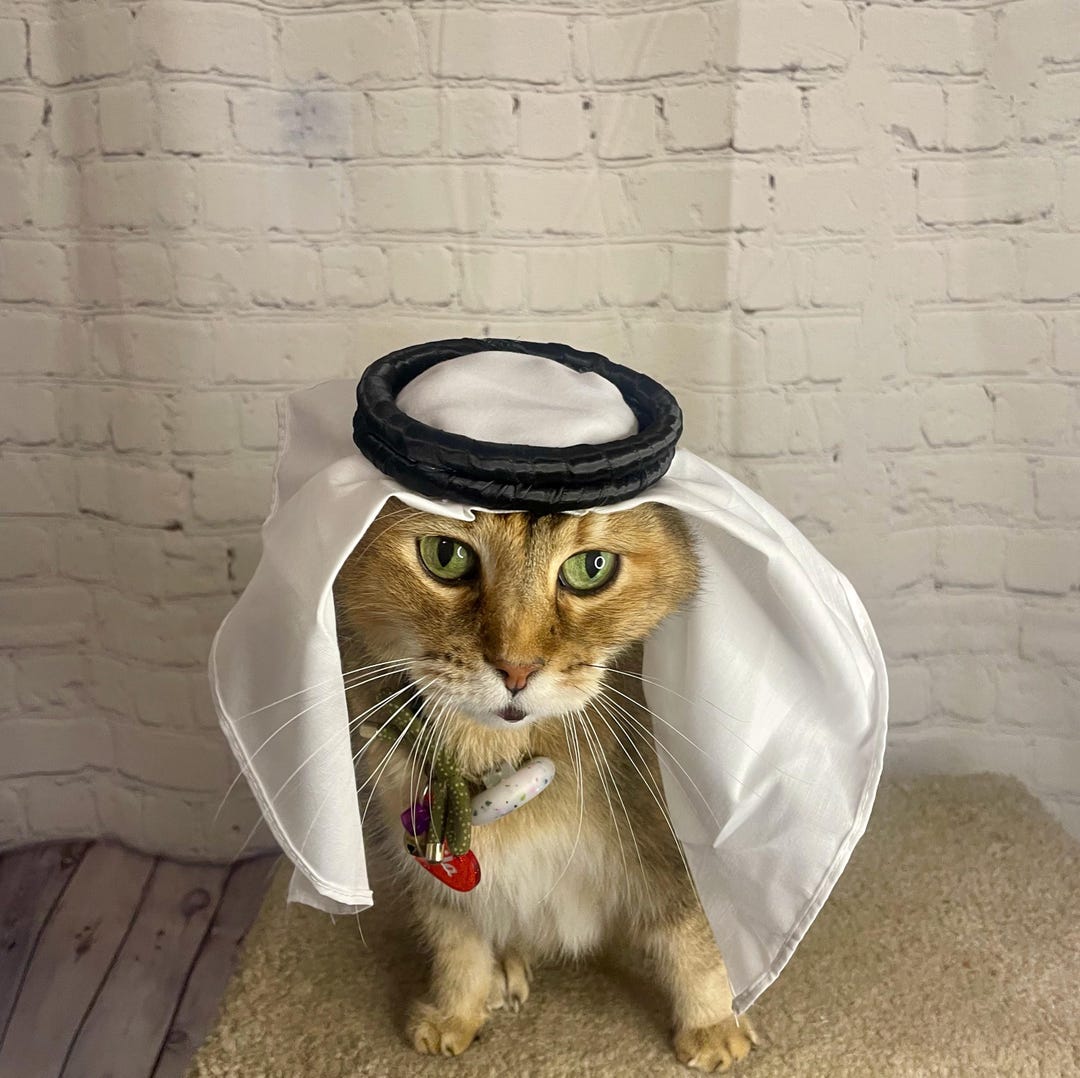 猫用ホワイト シェマグ ケフィエ 地中海アラブ - ペット用ミニ - 猫