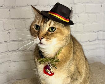 Duitse Alpine Beierse Oktoberfest-kostuumhoed met veren voor je kat, Duitse hoed voor hond of huisdier
