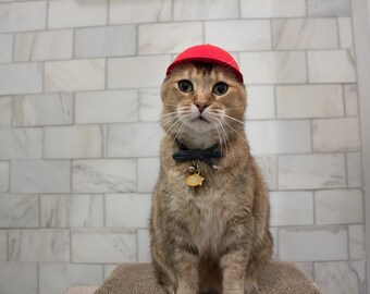 大きな赤い野球猫の帽子 - 野球帽 - 後ろ向きの帽子 - Etsy 日本