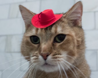 MINI-Red Cowboy Cat Hat for your Cat