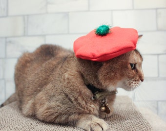 Béret de Noël rouge pour votre chat/chien Chapeau de chat-- Chapeau de chat pour les fêtes !