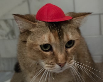 あなたの猫のための赤い野球帽 - 猫の帽子 - Etsy 日本