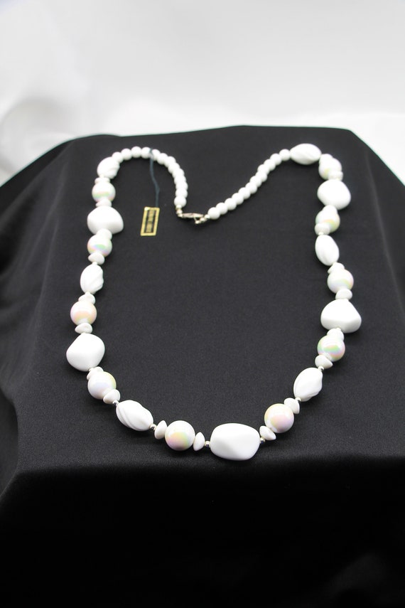 Vintage Genuine Lucite White Beaded Necklace - image 2