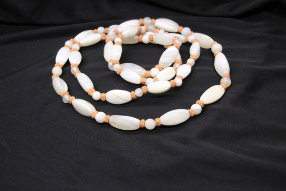 Vintage Bead Necklace - Glass Beads - Cream Color - image 1