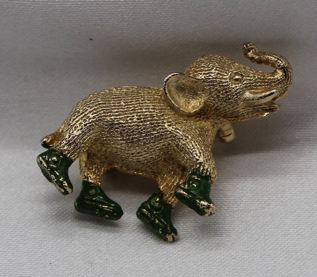 Vintage Gold Elephant Pin - Etsy