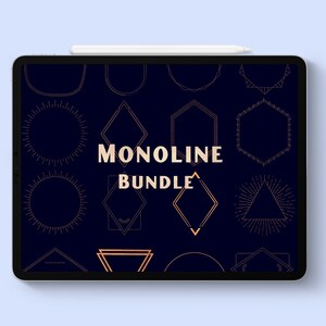 16 Procreate Stamps Monoline | Procreate Stamp Brushes Monoline | Doodle Stamps for Procreate | Procreate Brushset  | Border Brushset