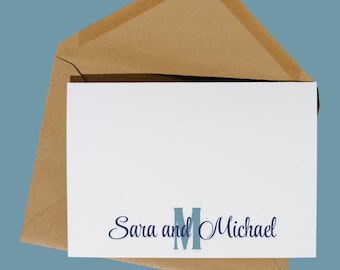 Personalized Couples Stationery - Blue Fancy Design