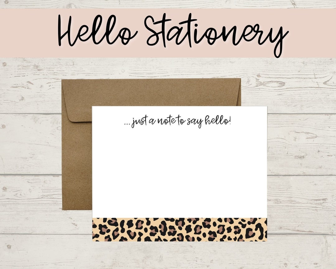 Cute Cheetah Print Hello Stationery Notecard Set - Etsy