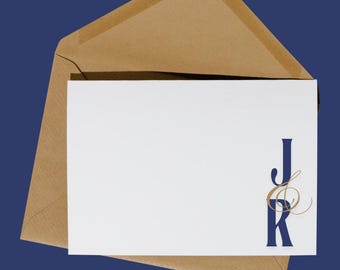 Personalized Couples Stationery - Monogram Navy