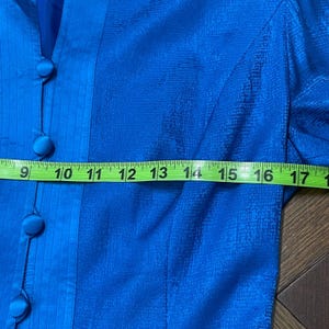 Vintage Adrianna Papell Women's Electric Blue 100% Silk Blazer Jacket Size 8 GUC image 5