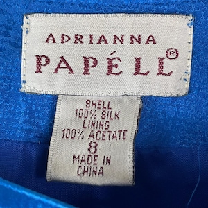 Vintage Adrianna Papell Women's Electric Blue 100% Silk Blazer Jacket Size 8 GUC image 3