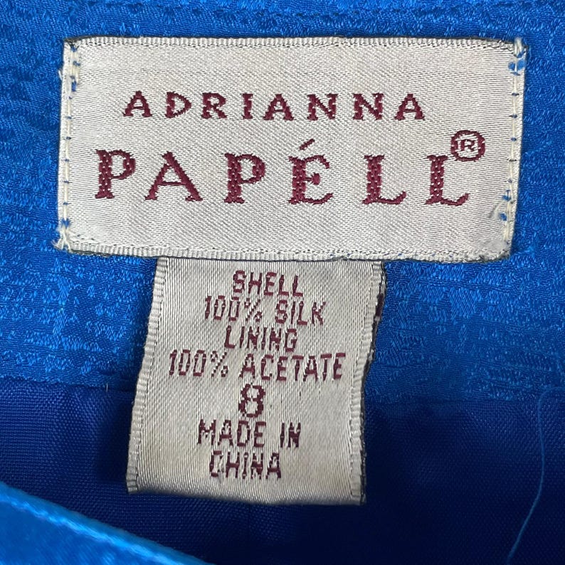 Vintage Adrianna Papell Women's Electric Blue 100% Silk Blazer Jacket Size 8 GUC image 3