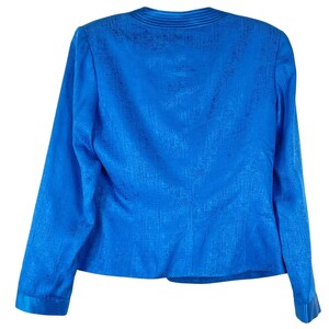 Vintage Adrianna Papell Women's Electric Blue 100% Silk Blazer Jacket Size 8 GUC image 2