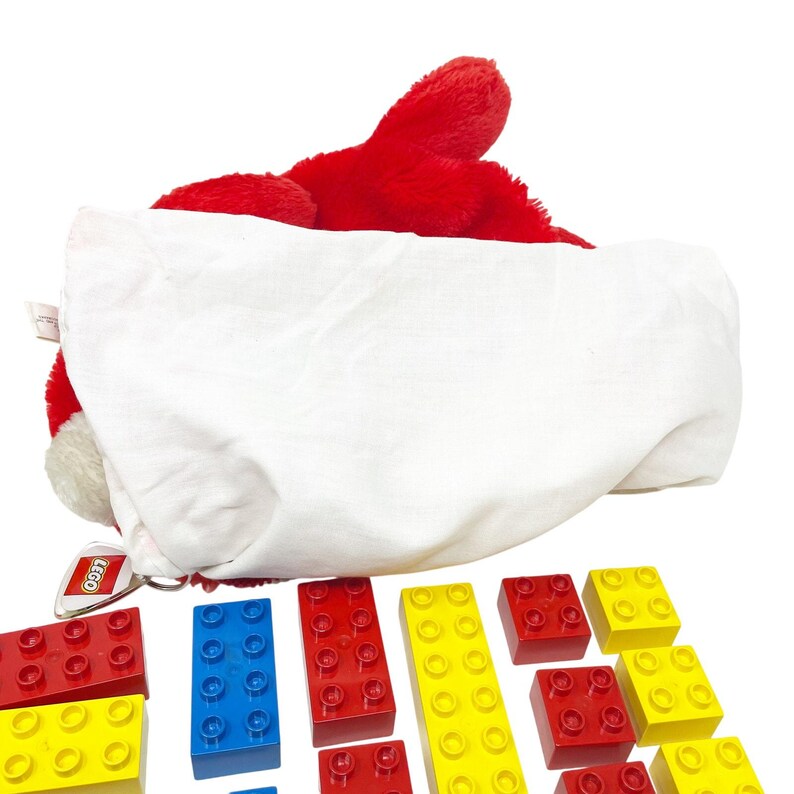 Vintage Lego Duplo Red Plush Bunny Rabbit Carrier Bag LEGOS Keychain ...