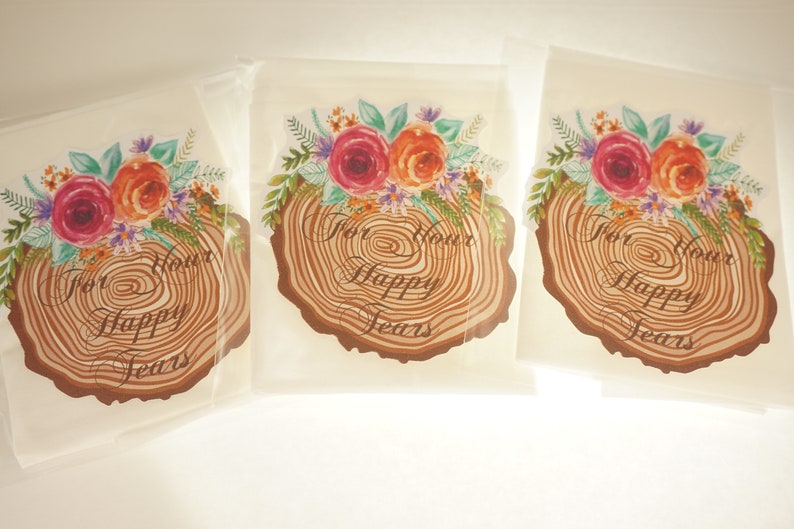 Boho Wood and Water Color Flowers Happy Tears Wedding Favor Bridal Shower Engagement Tissues