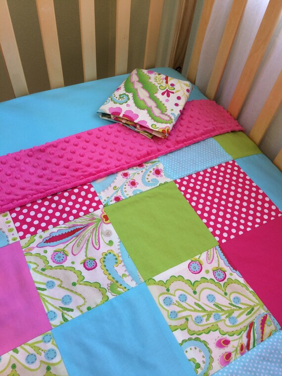 Crib Bedding Full Set Girl Teja Hot Pink Aqua Polka Dots Etsy