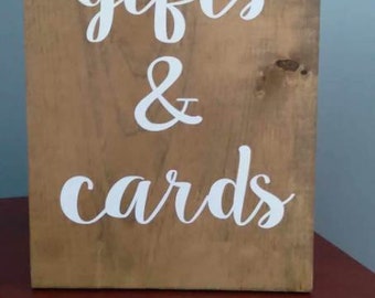 Gifts and cards wood sign 6x12