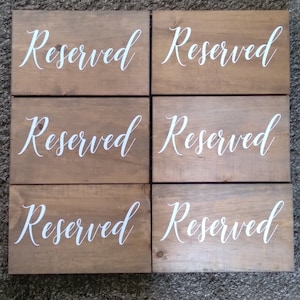 Wedding wood stained reserved, 6 table signs,  total of 6, 12x6