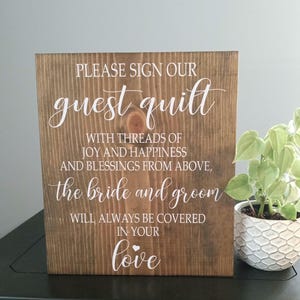 Wood wedding sign, please sign our guest quilt  size 12x13