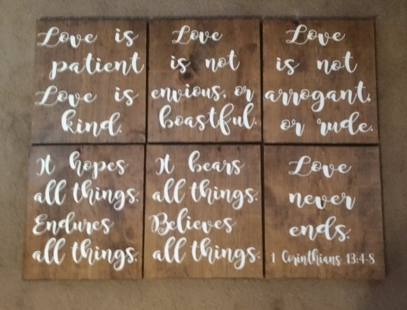 1 Corinthians 13 Wood Wedding aisle Signs love is patient