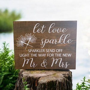 Wedding wood sign, Wedding Reception Sign Sparkler Send off Light the way for the New Mrs & Mrs, size 9x12, solid wood