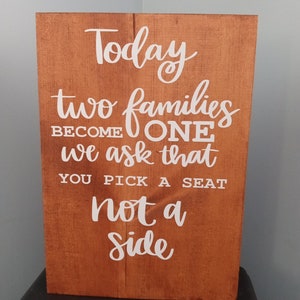 Pick a seat not a side - Wedding sign SVG