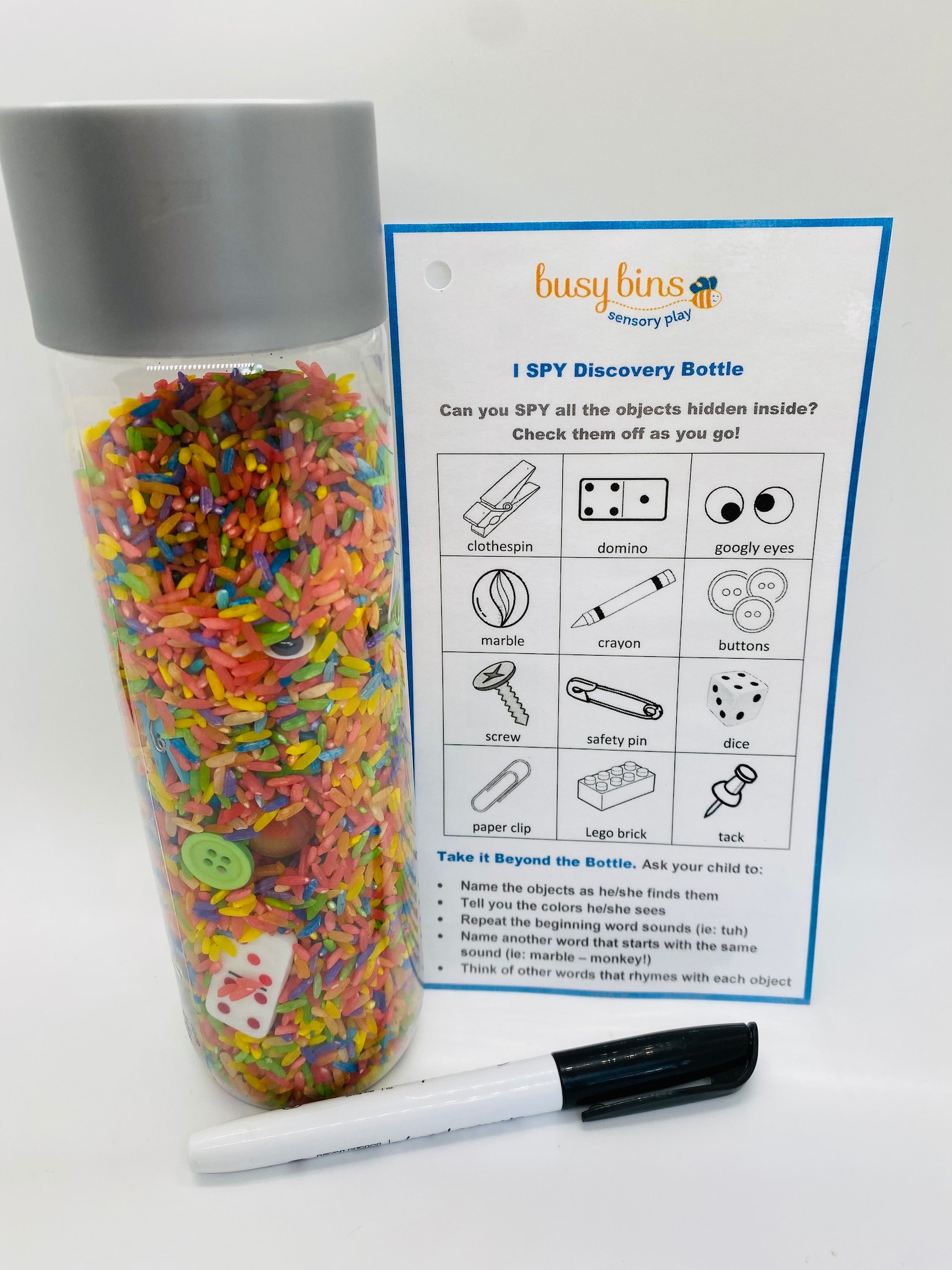 I Spy Sensory Bottle Rainbow Rice Sensory I Spy Bottle | Etsy