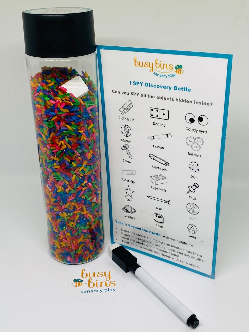 I Spy Sensory Bottle Rainbow Rice Sensory I Spy Bottle - Etsy