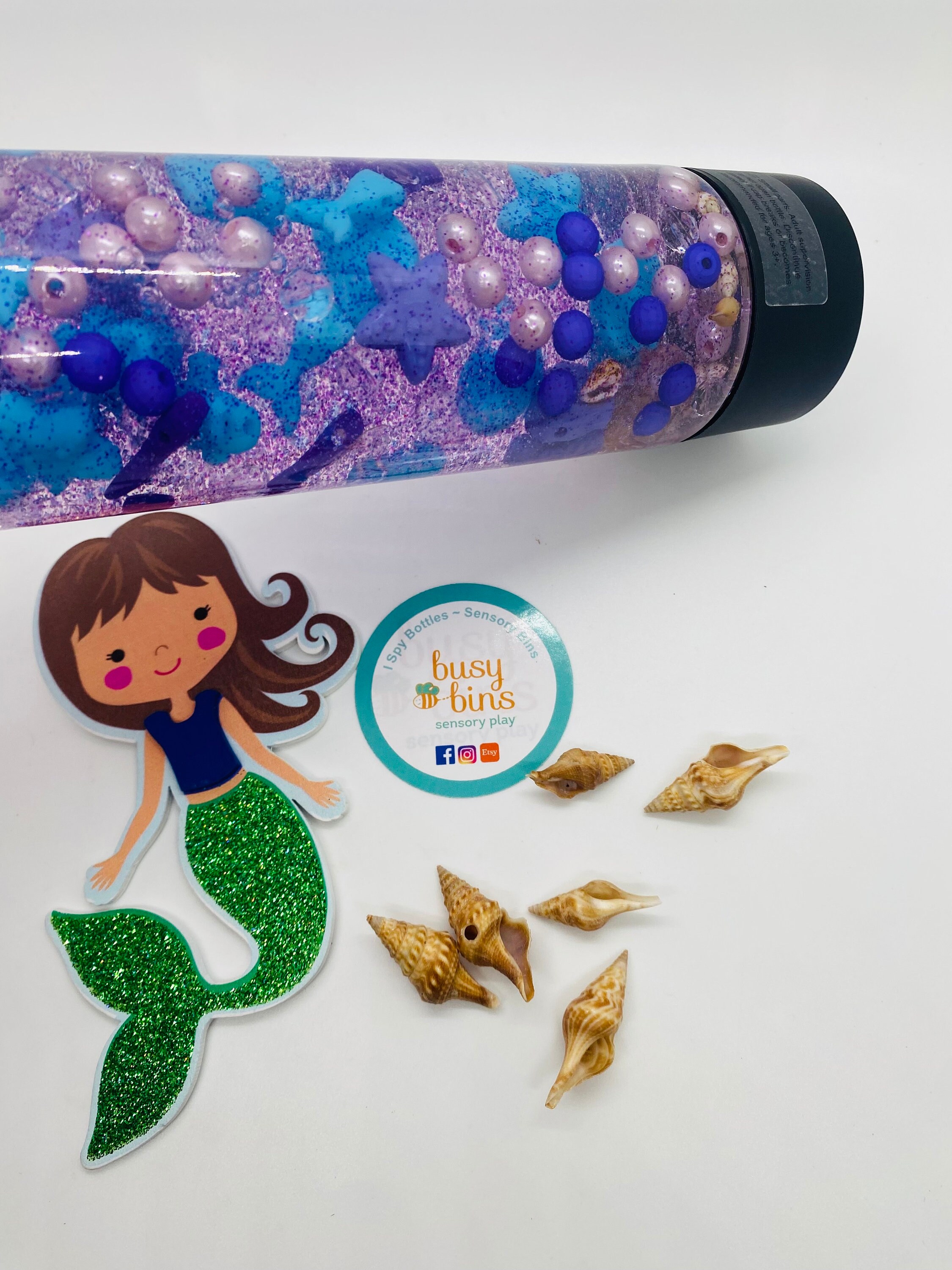 Mermaid Calming Sensory Bottle for Kids Ocean Calm Down Tool ...