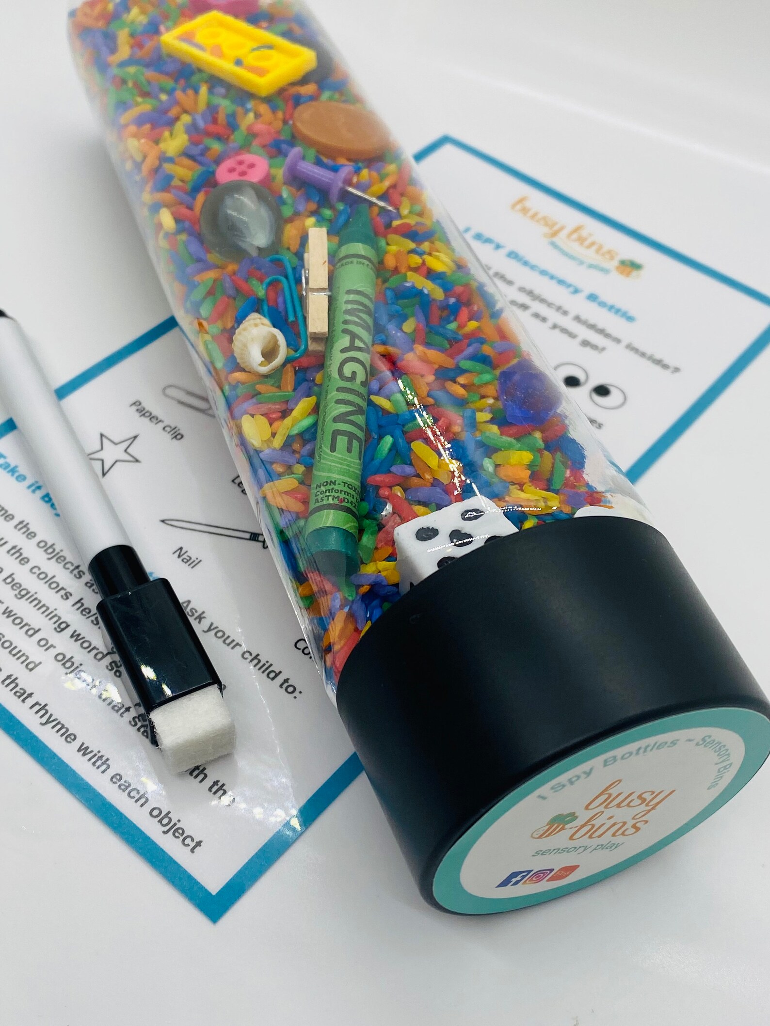 I Spy Sensory Bottle Rainbow Rice Sensory I Spy Bottle - Etsy