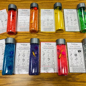 I Spy Colors Single Discovery Bottle - Rainbow Color Sensory Bottle with I Spy Activity Card