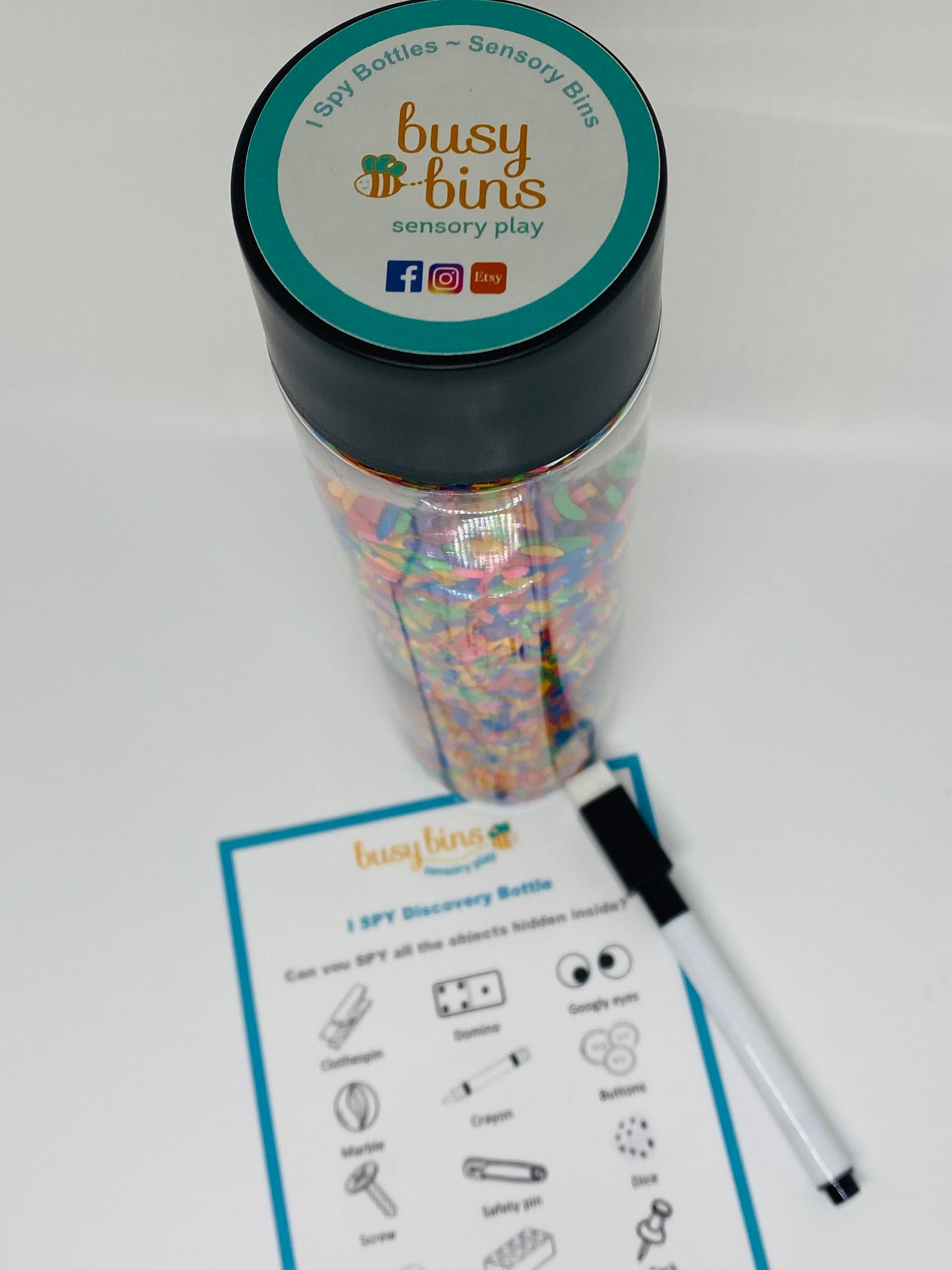 I Spy Sensory Bottle Rainbow Rice Sensory I Spy Bottle - Etsy