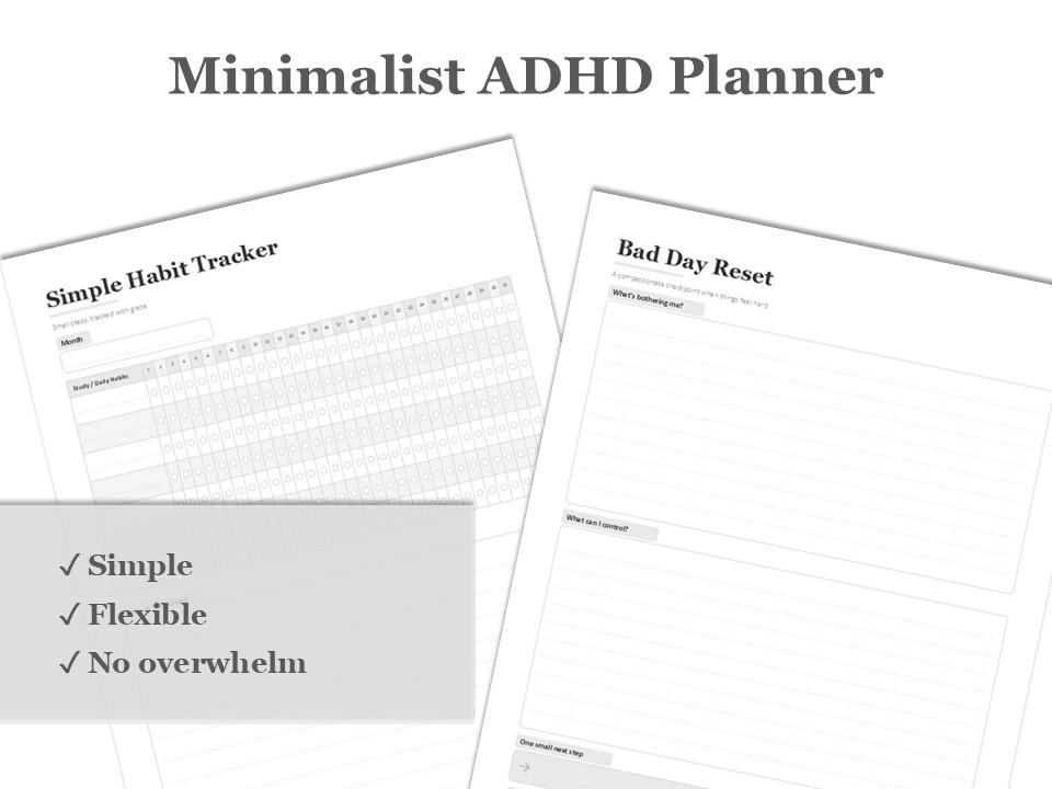 Minimalist ADHD Planner Printable | Clean Daily and Weekly Planner PDF ...