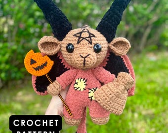 Baphomet Crochet Pattern PDF: Occult Halloween Goat Amigurumi | By Lyd’s Lunacy
