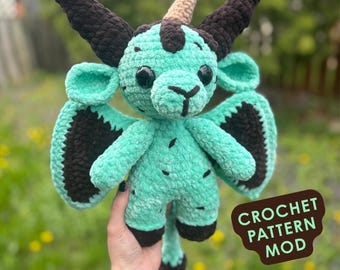 Mint Chocolate Chip Baphomet Crochet Pattern Mod: Occult Amigurumi (PDF) | By Lyd’s Lunacy