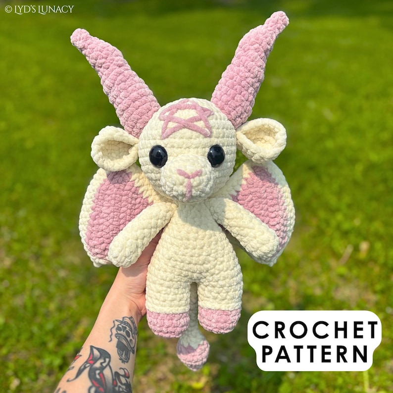 Baphomet Crochet Pattern: Occult Goat Amigurumi Plush (PDF) | By Lyd’s Lunacy image 1