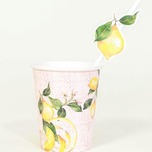 Bicchieri di carta Capri al limone (8), ha trovato la sua passione principale: addio al nubilato al limone, bicchieri al limone, tazze, eleganti, articoli di carta, stoviglie, tazza in lamina d'oro