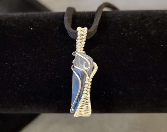 Blue Quartz Wire Wrapped Pendant