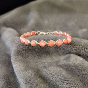 Pink Shell Wire Wrapped Bracelet
