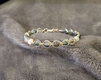 Green Jasper Wire Wrapped Bracelet