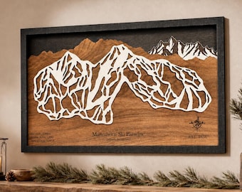 Matterhorn Ski Paradise Map | Zermatt Switzerland Ski Map | Wooden Trail Map | Swiss Alps Ski Decor | Ski Gift | Mountain Wall Art