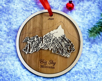 Big Sky Ski Trail Map Ornament: 3D Layered Mountain Ornament