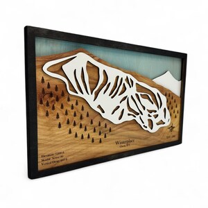Kaart parcours skiresort Winterplace: 3D gelaagde houtkunst