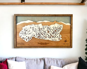 Snowbasin Ski Resort Trail Map: 3D Layered Wood Art