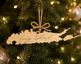 Long Island Ornament | Wooden Long Island Christmas Ornament | Laser Cut Coastal Ornament | Beach House Christmas Decor