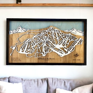 Stazione sciistica di Killington, Vermont- Arredamento sci, Mappa sciistica in legno, Arte delle piste da sci, Mappa della stazione sciistica a strati 3D, Arredamento casa sci, Arredamento snowboard