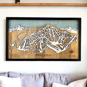 Killington Ski Resort, Vermont- Ski Decor, Wood Ski Map, Ski Trail Art, 3D Layered Ski Resort Map, Ski House Decor, Snowboard Decor