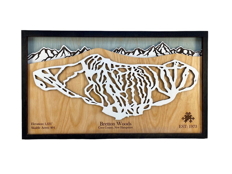 Custom Ski Trail Map Mountains, Ski, Snowboarding, Ski House Decor, Trails, 3D Layered Ski Map image 10
