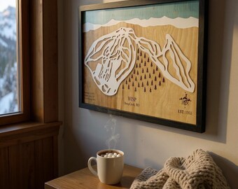 WISP Resort Maryland Ski Trail Map: 3D Layered Wood Art