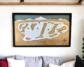 Cooper Spur Ski Map: 3D Layered Wood Art, Mt. Hood Decor